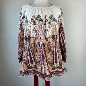 NWT Passports Paisley Tunic Top Size M